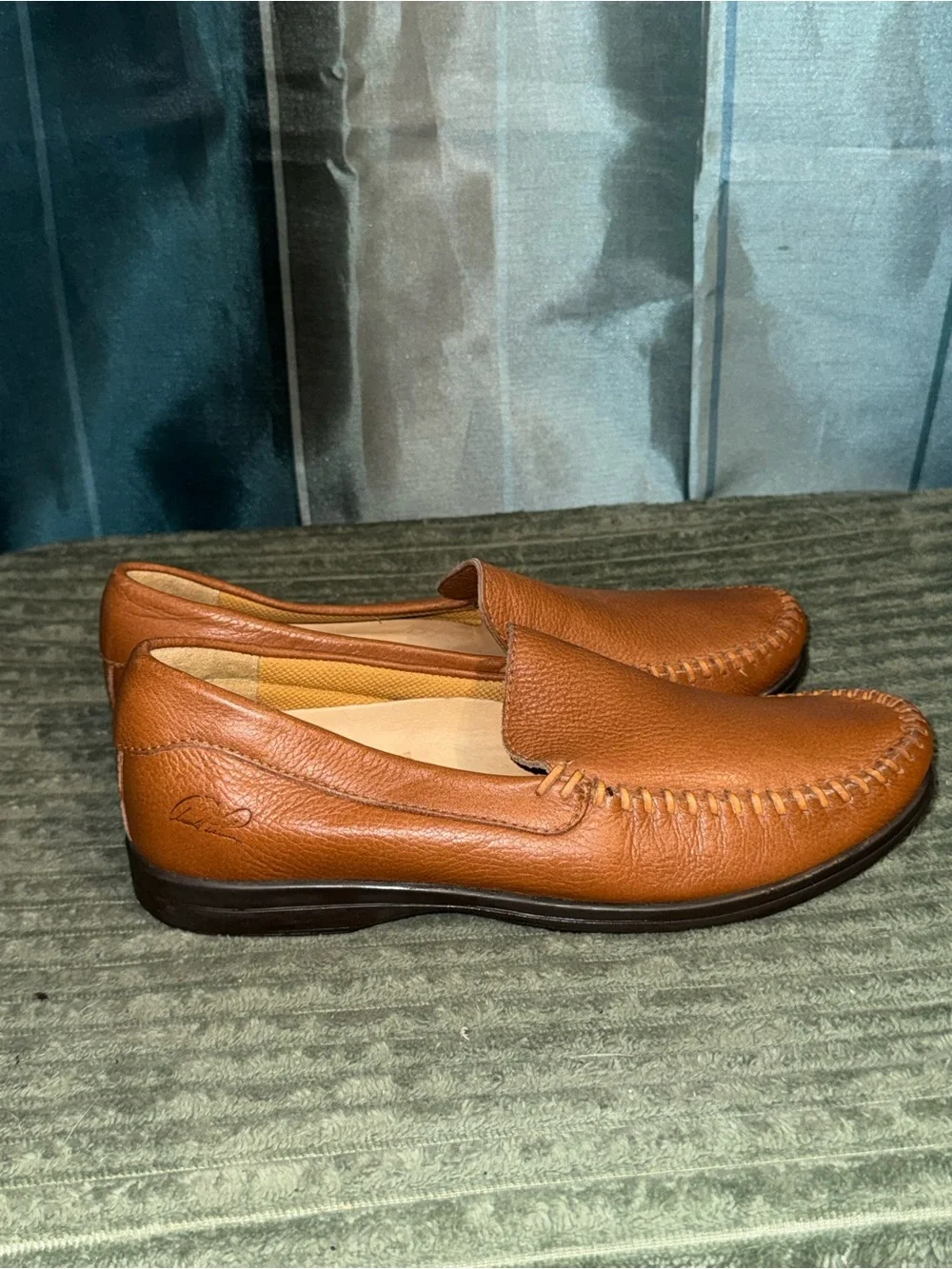 Men's Brown Leather Slip-On Moccasin Loafers by Unknown Brand